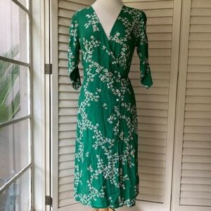 Faithful The Brand Green Wrap Midi Length Dress